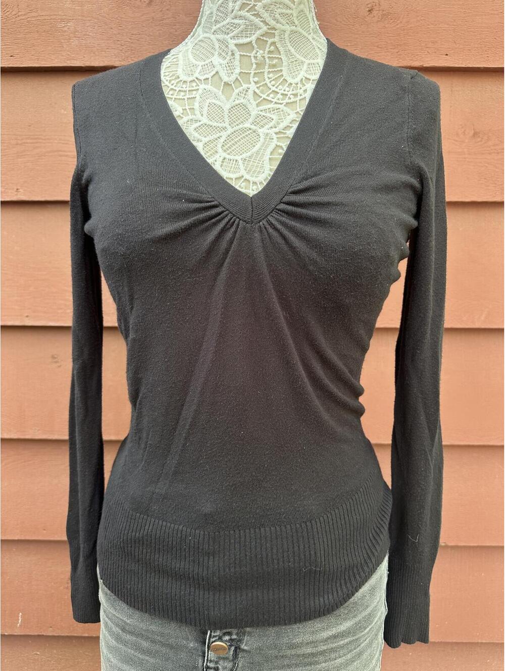 Express Designs Studio Classic Black V Neck Sweater